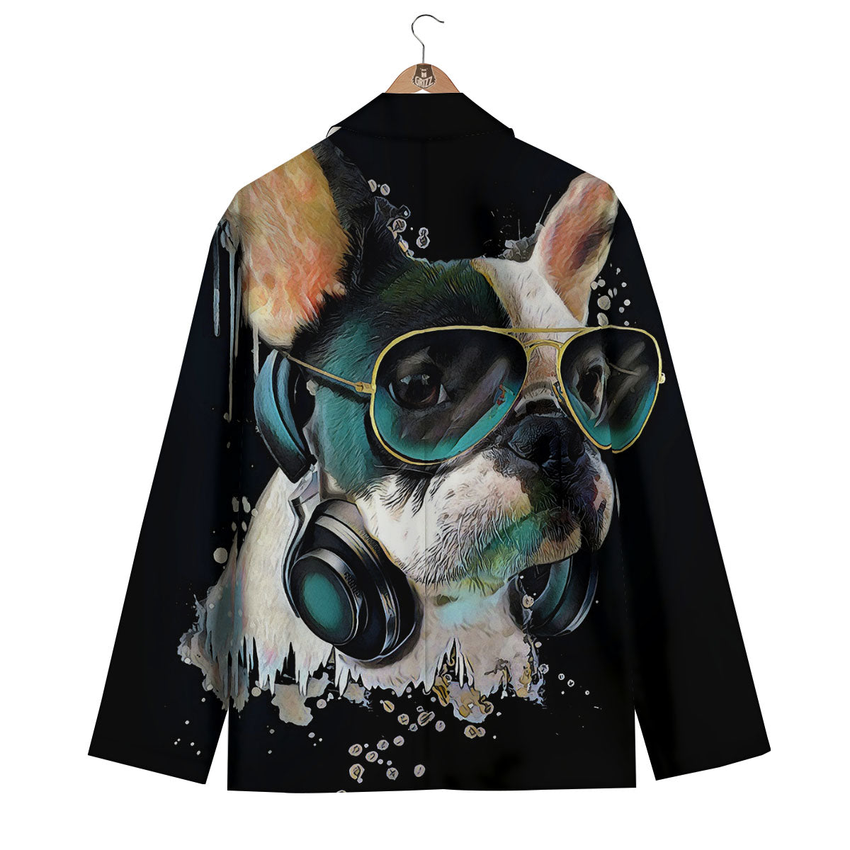 French Bulldog Puppy Watercolor Print Men's Blazer-grizzshop