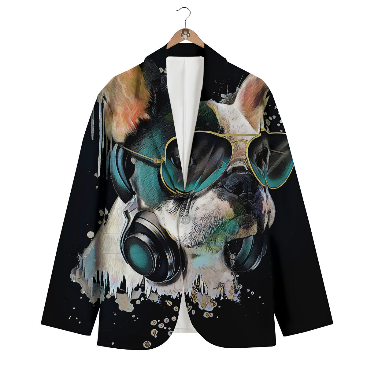 French Bulldog Puppy Watercolor Print Men's Blazer-grizzshop