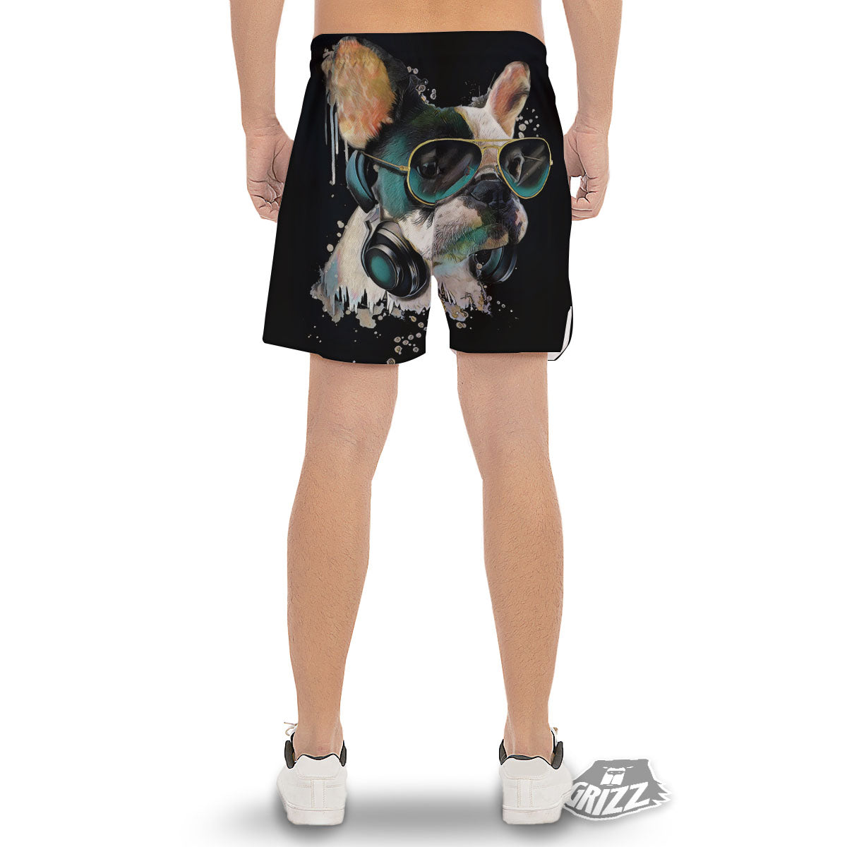 French Bulldog Puppy Watercolor Print Men's Gym Shorts-grizzshop