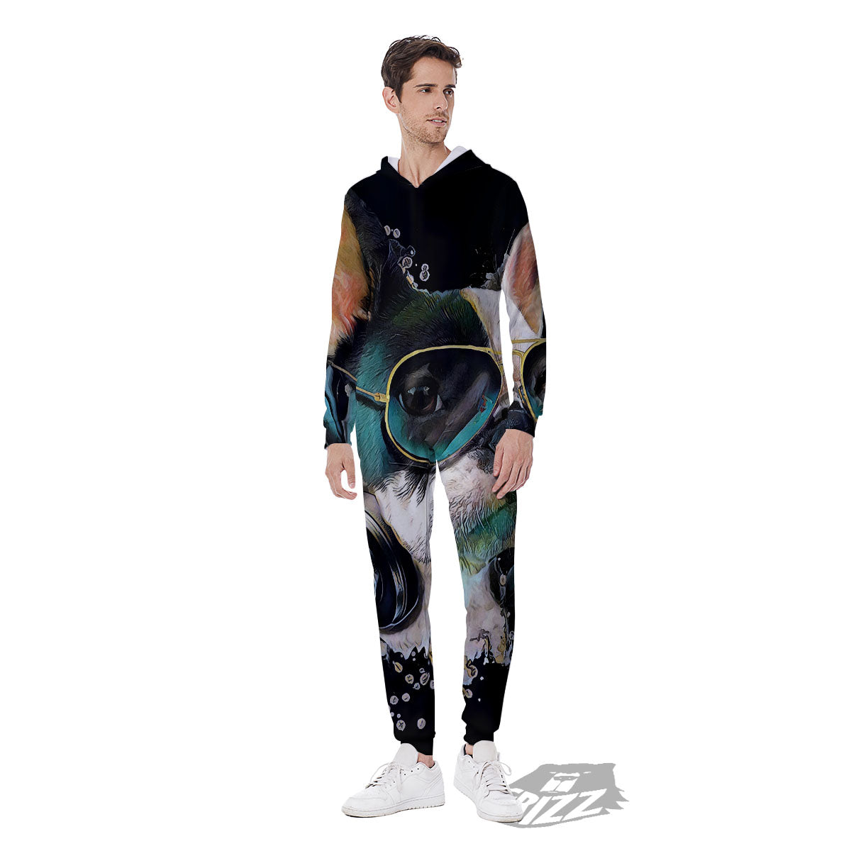 French Bulldog Puppy Watercolor Print Men's Jumpsuit-grizzshop
