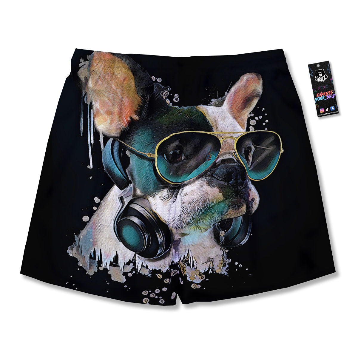 French Bulldog Puppy Watercolor Print Men's Running Shorts-grizzshop