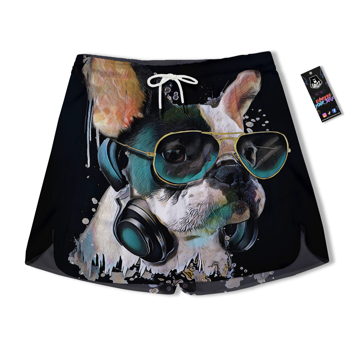 French Bulldog Puppy Watercolor Print Men's Running Shorts-grizzshop