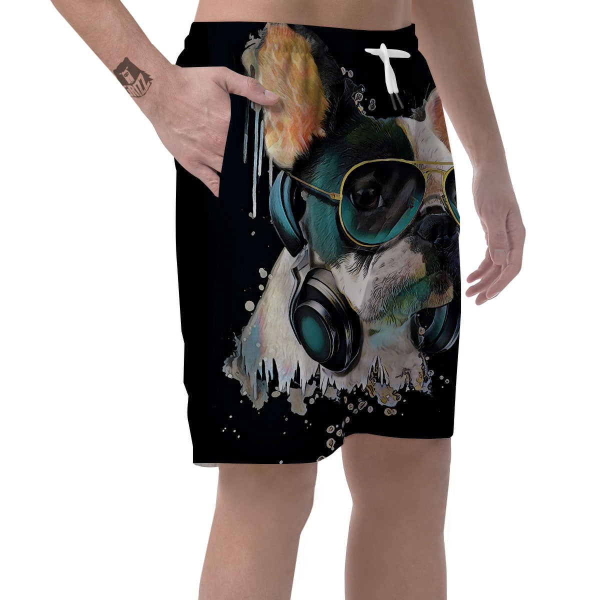 French Bulldog Puppy Watercolor Print Men's Shorts-grizzshop