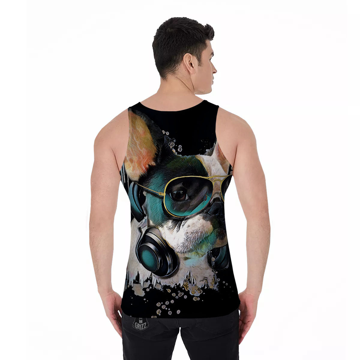 French Bulldog Puppy Watercolor Print Men's Tank Top-grizzshop