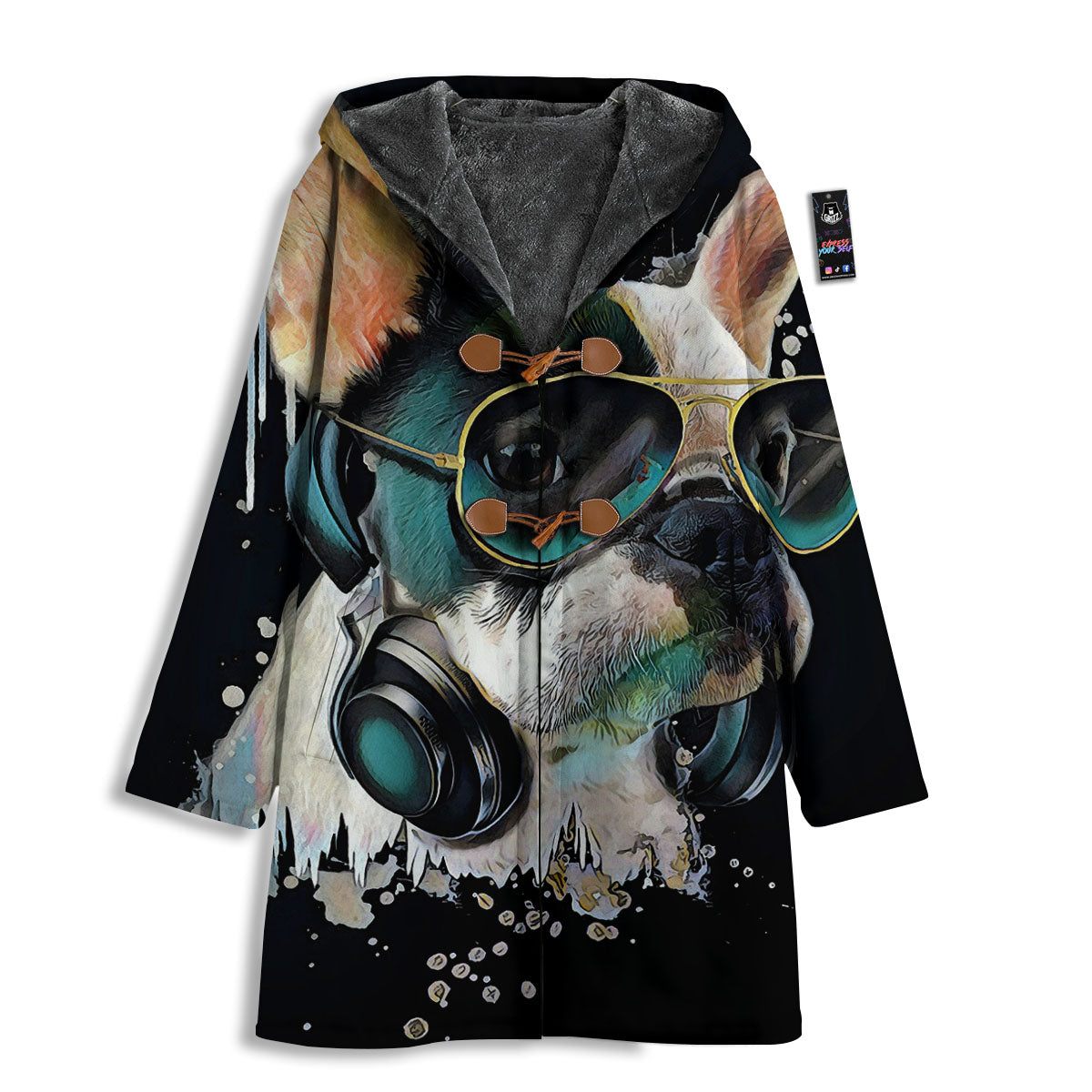 French Bulldog Puppy Watercolor Print Men's Windbreaker Jacket-grizzshop