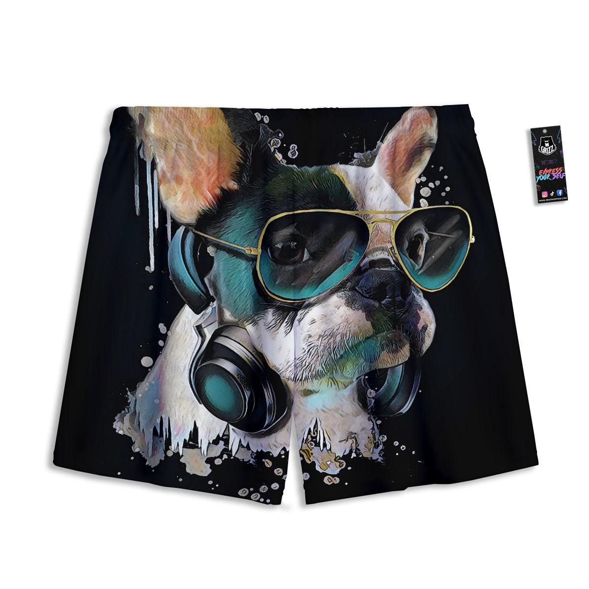 French Bulldog Puppy Watercolor Print Mesh Shorts