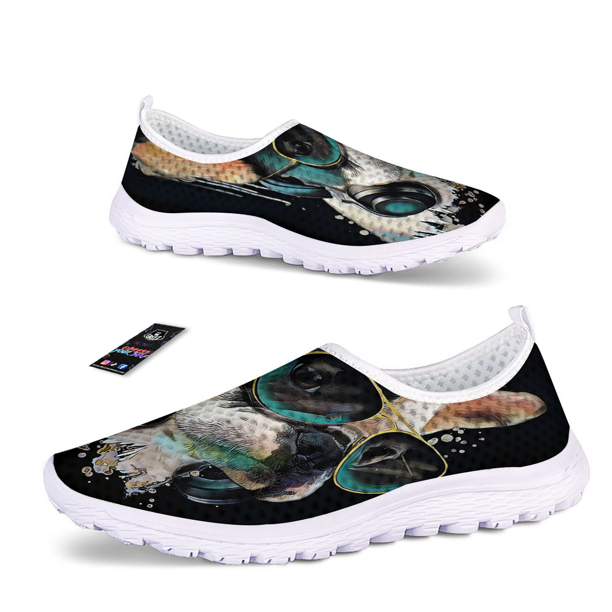 French Bulldog Puppy Watercolor Print Nurse Shoes-grizzshop