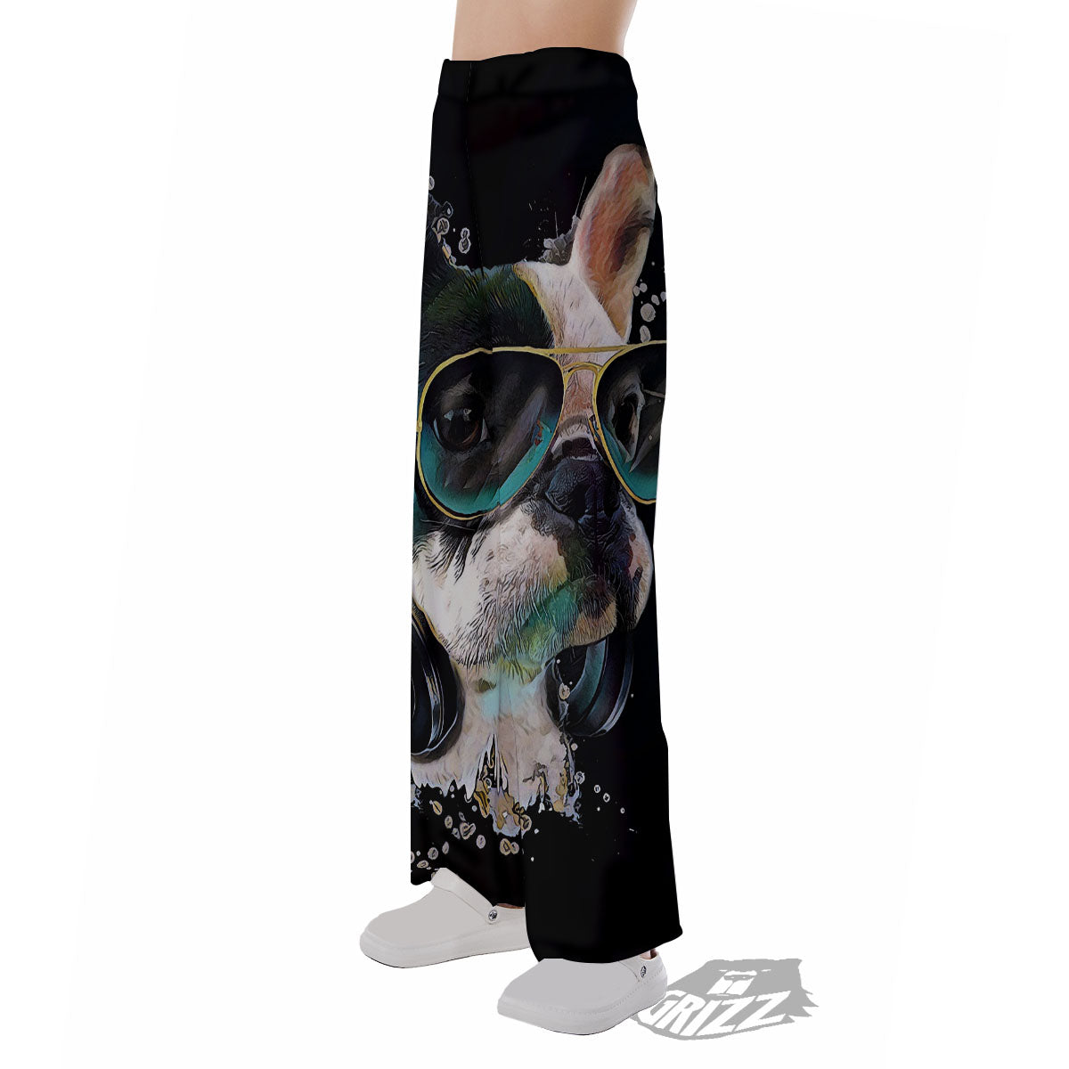 French Bulldog Puppy Watercolor Print Pajama Pants-grizzshop