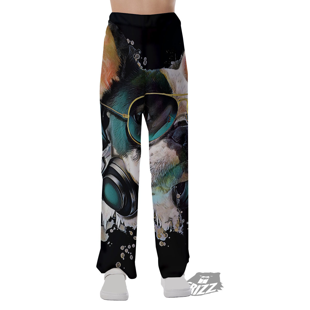 French Bulldog Puppy Watercolor Print Pajama Pants-grizzshop