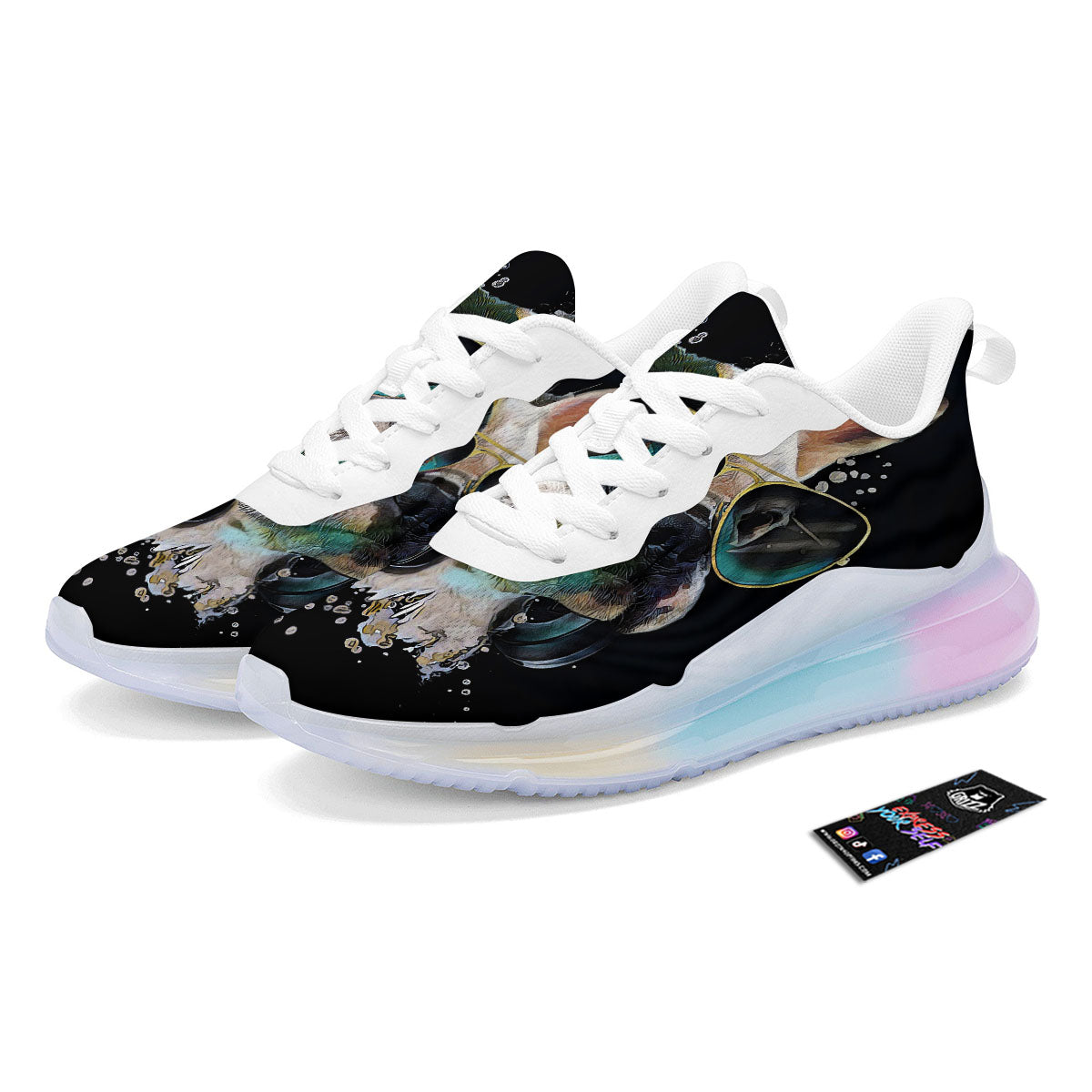 French Bulldog Puppy Watercolor Print Running Sneakers-grizzshop