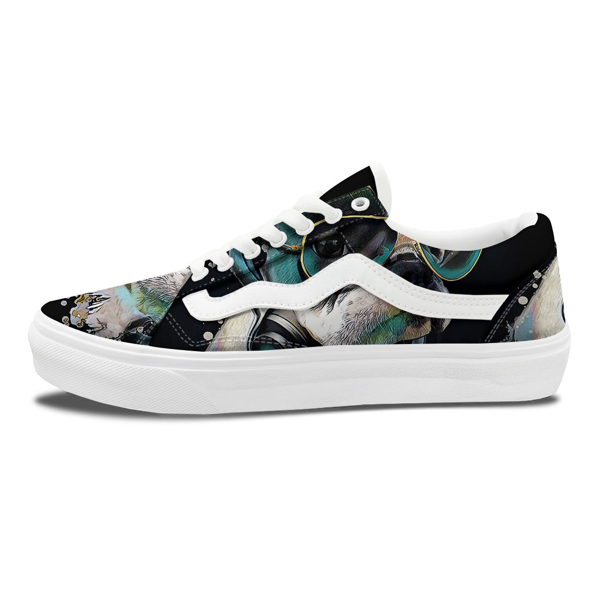 French Bulldog Puppy Watercolor Print Skate Shoes-grizzshop