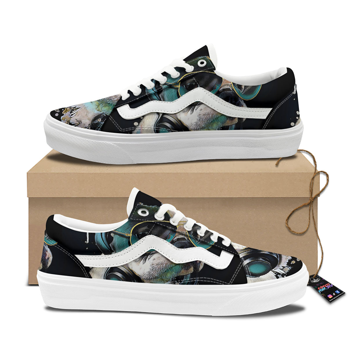 French Bulldog Puppy Watercolor Print Skate Shoes-grizzshop