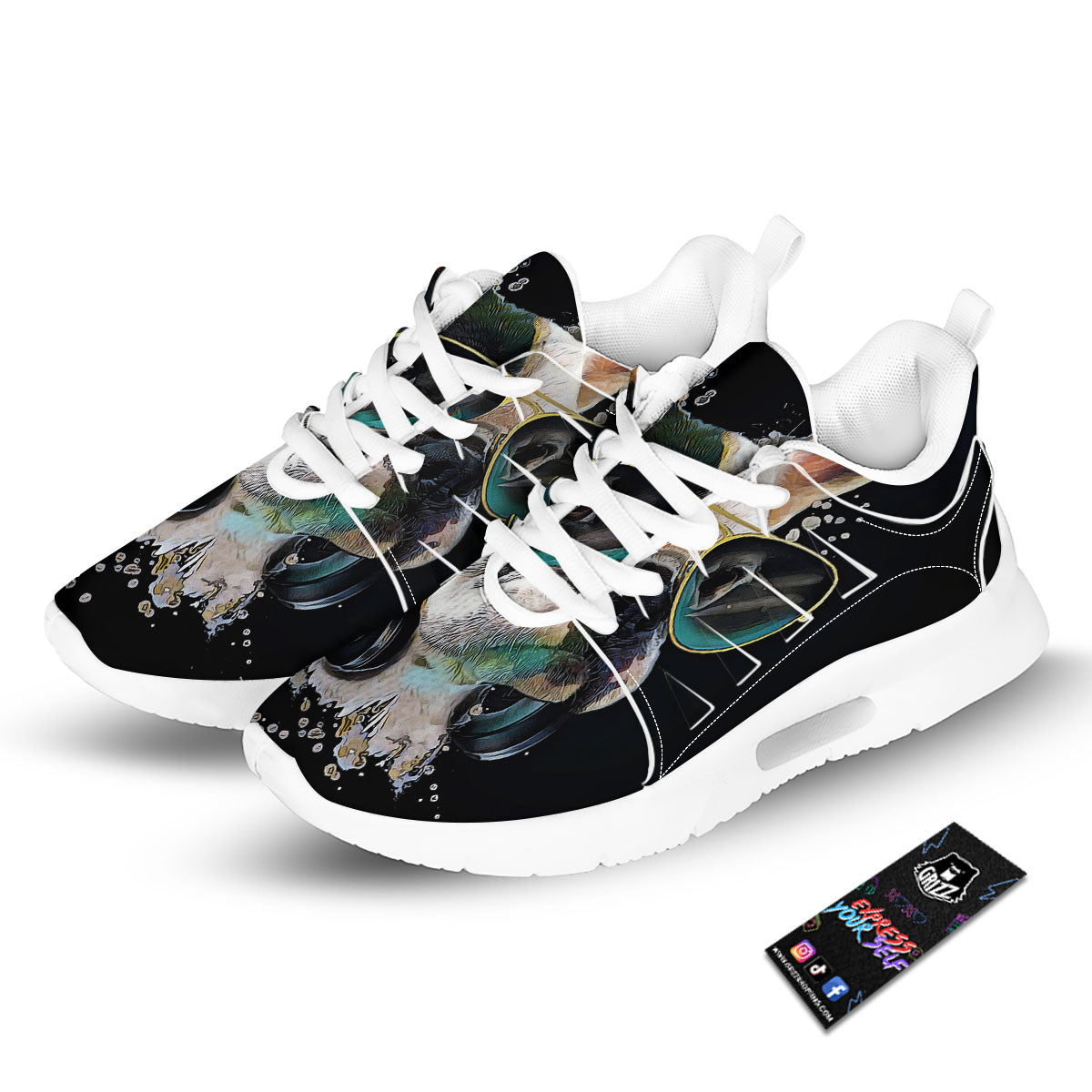 French Bulldog Puppy Watercolor Print Tennis Shoes-grizzshop