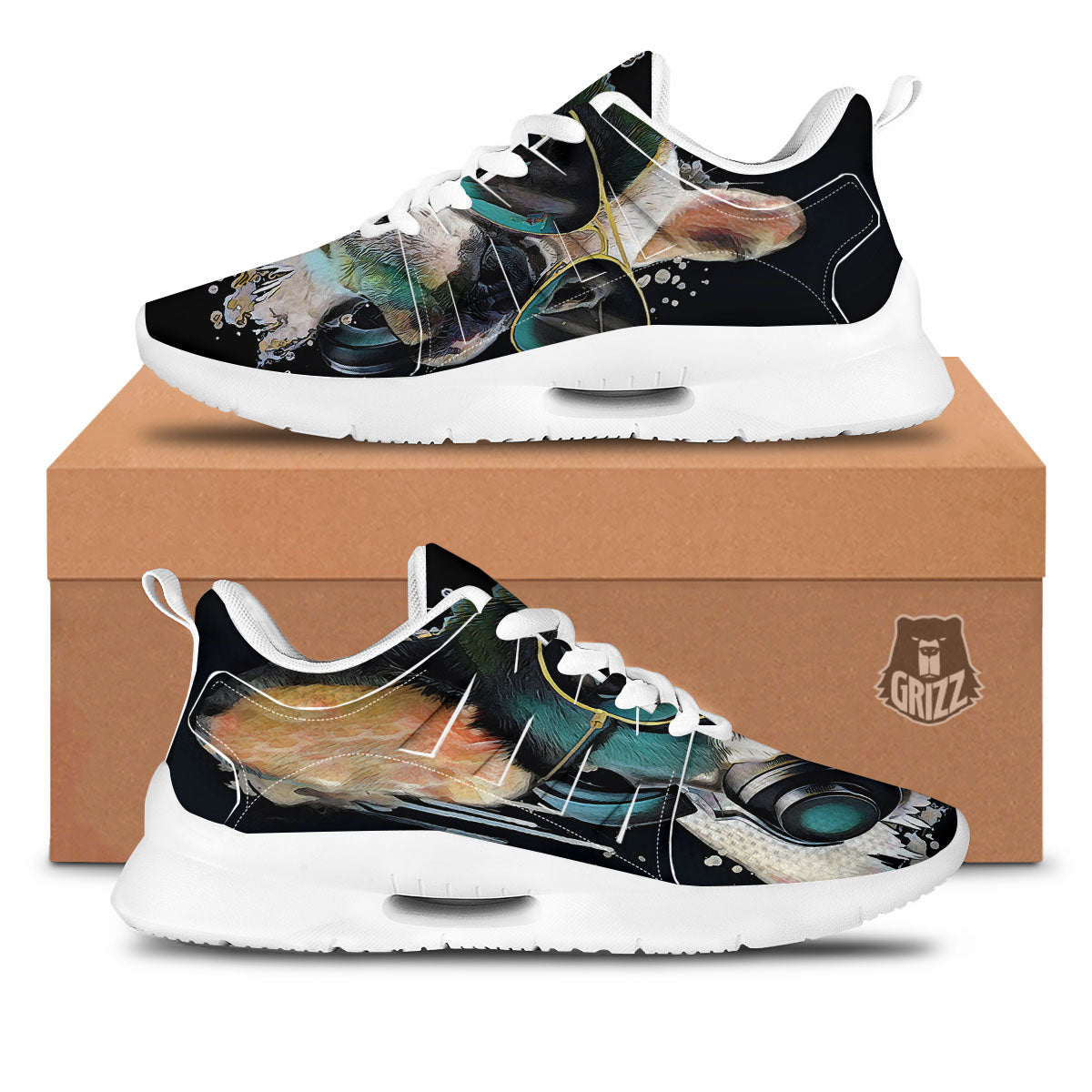 French Bulldog Puppy Watercolor Print Tennis Shoes-grizzshop