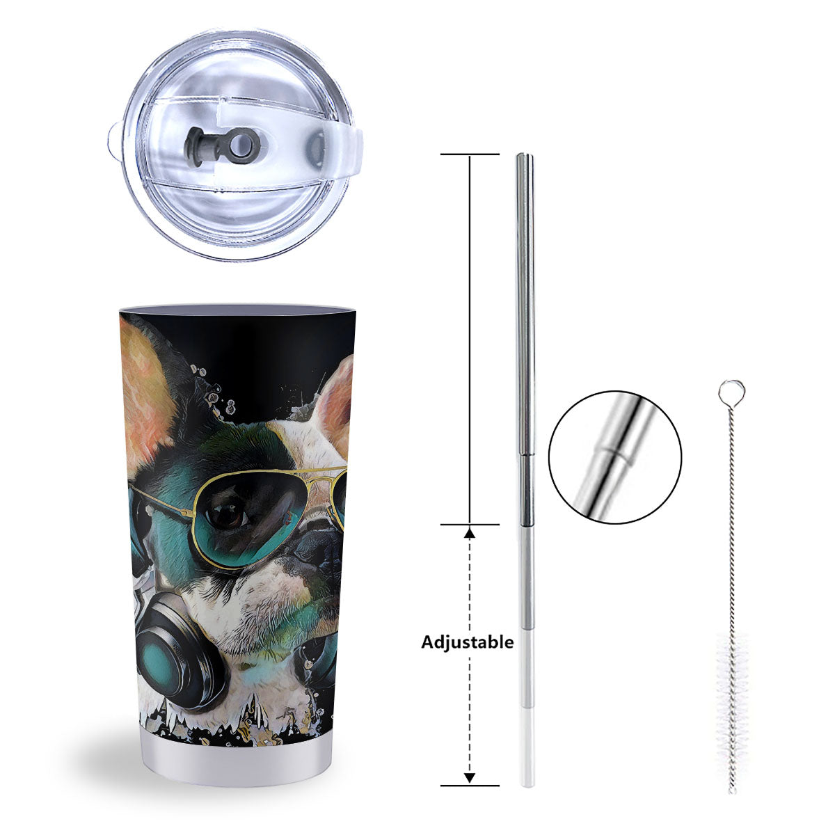 French Bulldog Puppy Watercolor Print Tumbler-grizzshop
