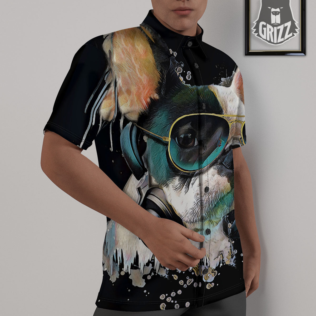 French Bulldog Puppy Watercolor Print Untucked Shirts-grizzshop