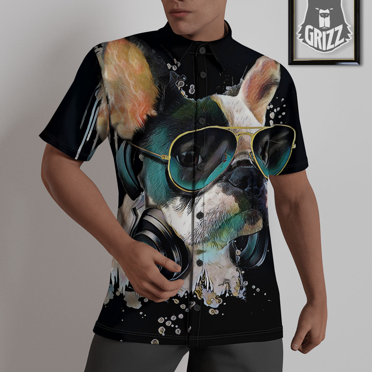 French Bulldog Puppy Watercolor Print Untucked Shirts-grizzshop