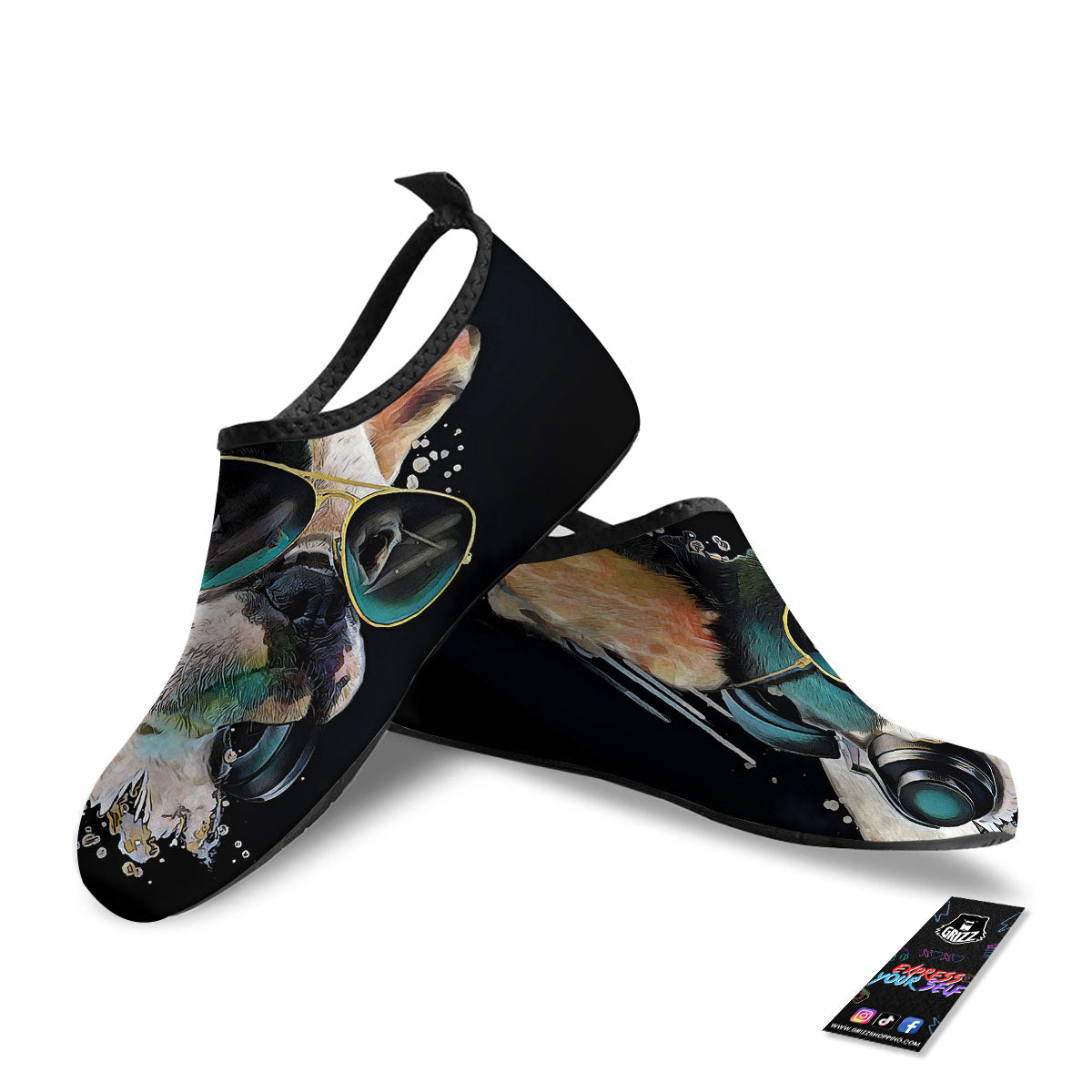 French Bulldog Puppy Watercolor Print Water Shoes-grizzshop