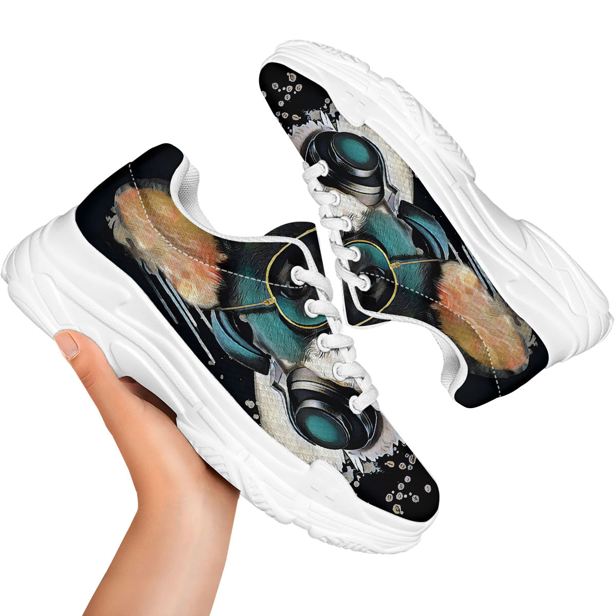 French Bulldog Puppy Watercolor Print White Chunky Shoes-grizzshop