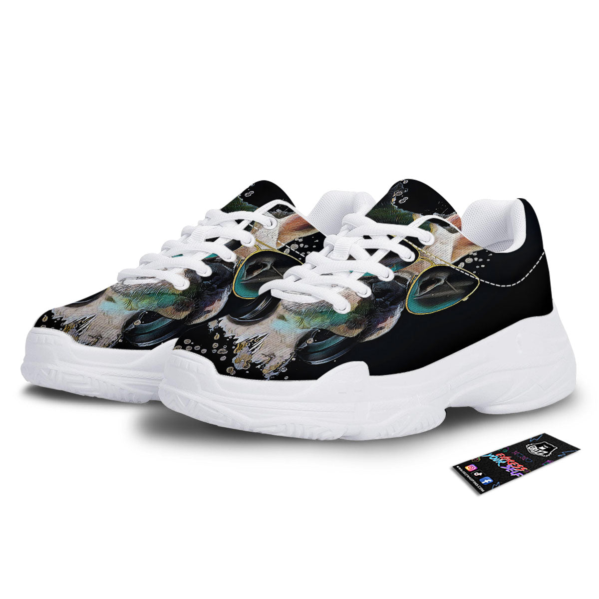 French Bulldog Puppy Watercolor Print White Chunky Shoes-grizzshop