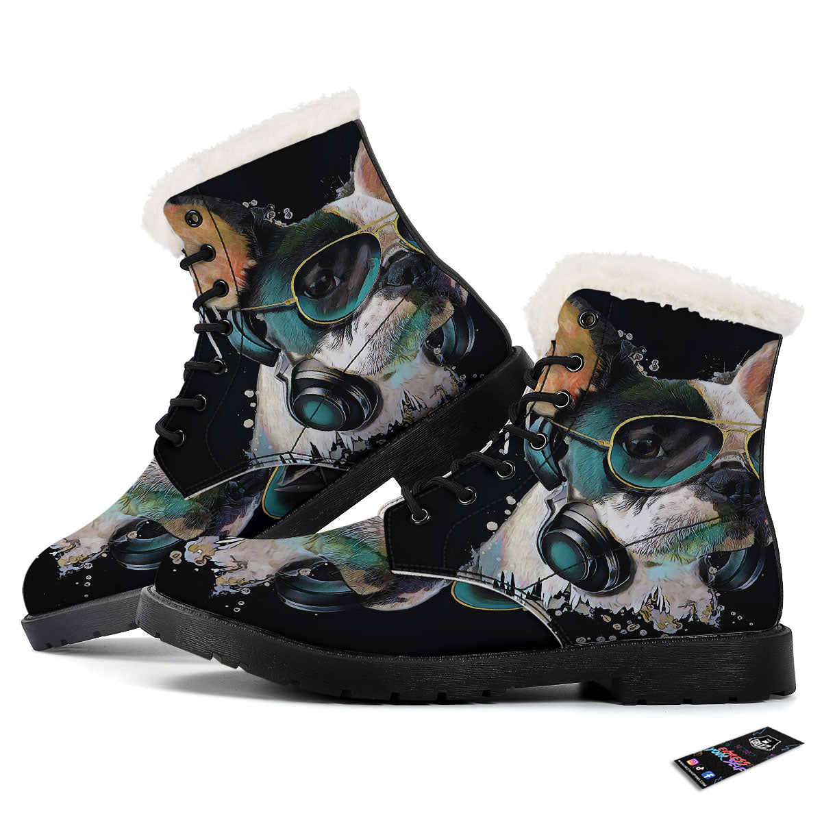 French Bulldog Puppy Watercolor Print Winter Boots-grizzshop