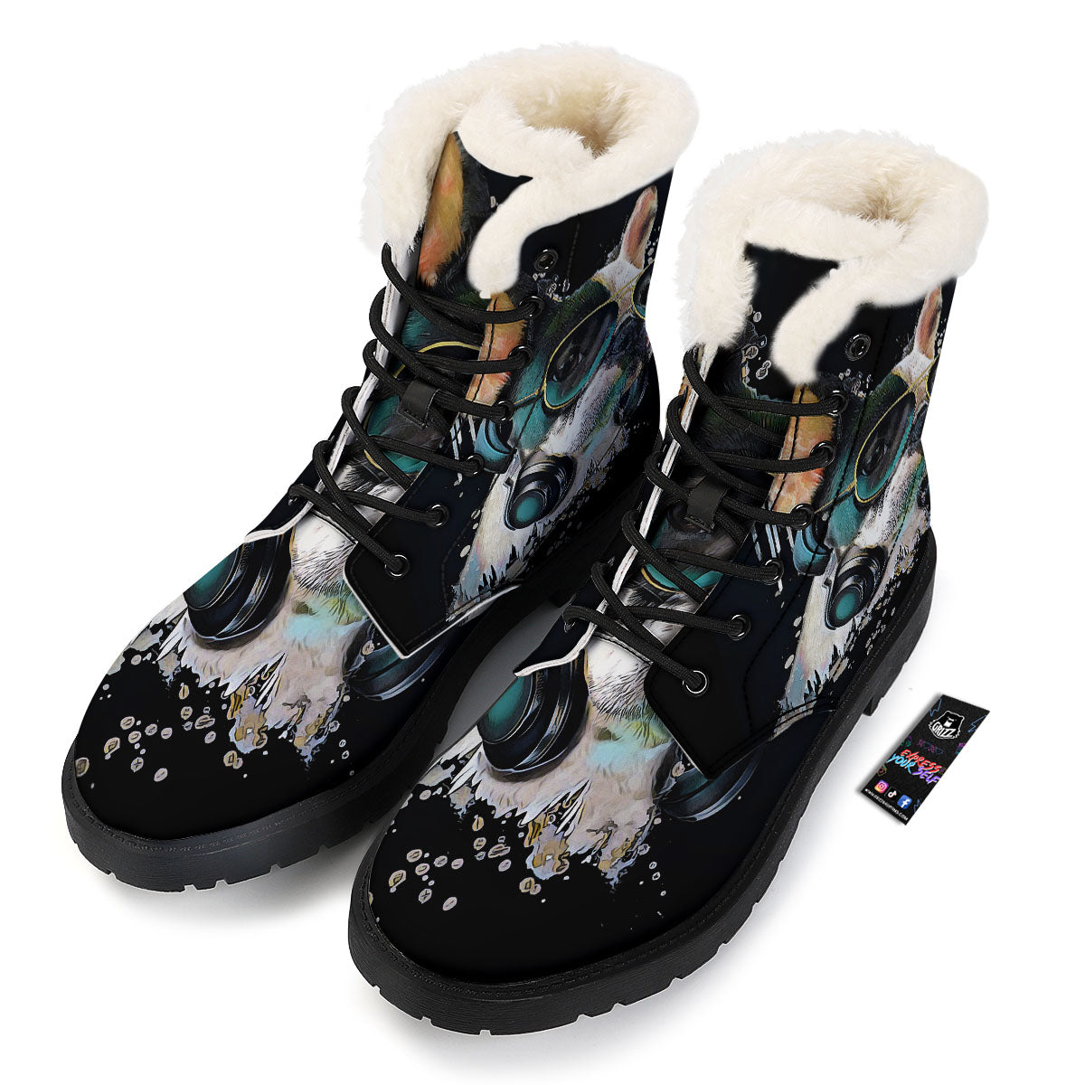 French Bulldog Puppy Watercolor Print Winter Boots-grizzshop