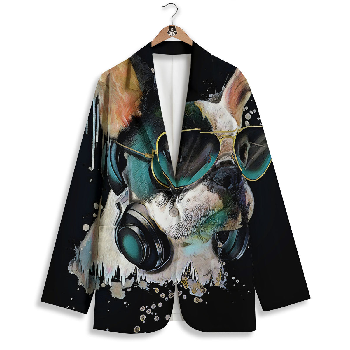 French Bulldog Puppy Watercolor Print Women's Blazer-grizzshop