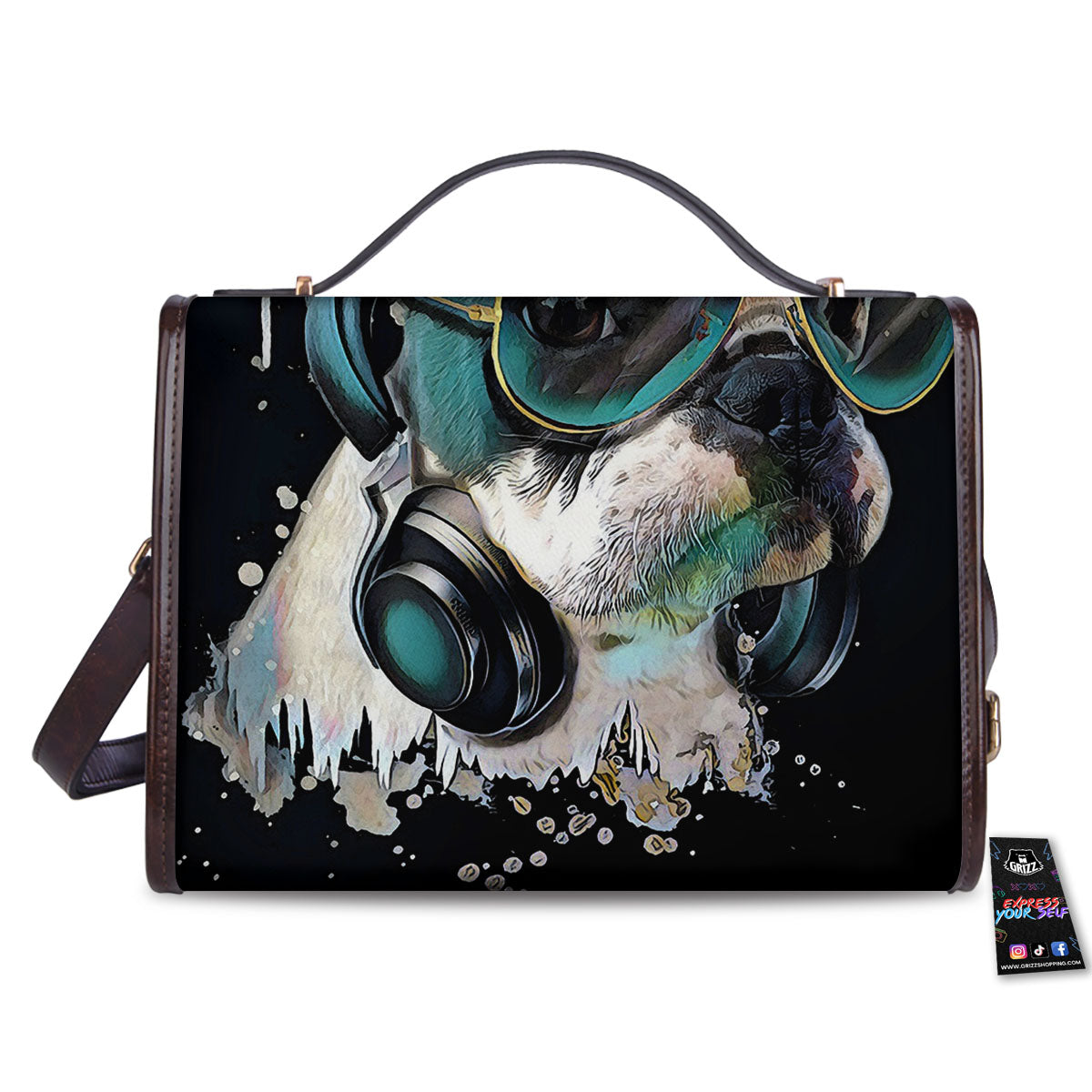 French Bulldog Puppy Watercolor Print Women's Satchel Bag-grizzshop