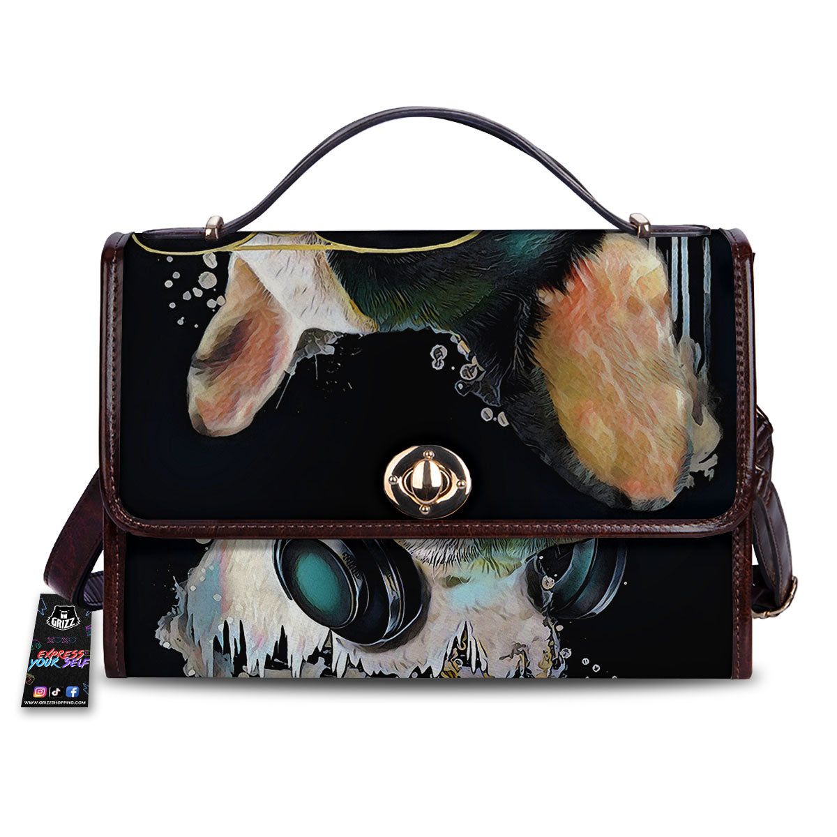 French Bulldog Puppy Watercolor Print Women's Satchel Bag-grizzshop