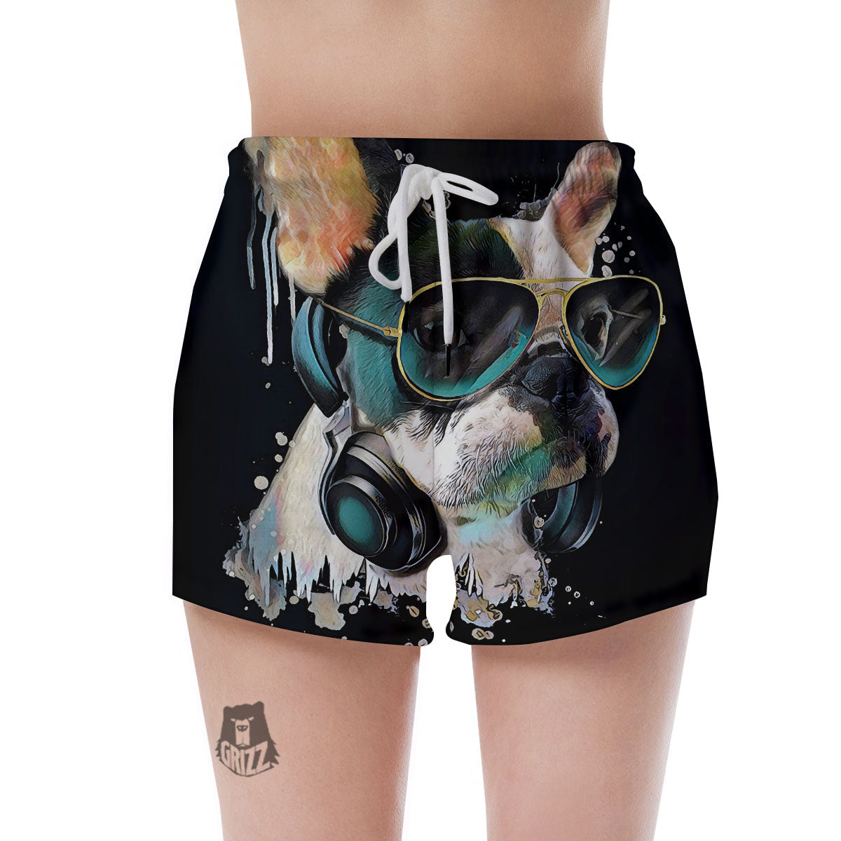 French Bulldog Puppy Watercolor Print Women's Shorts-grizzshop