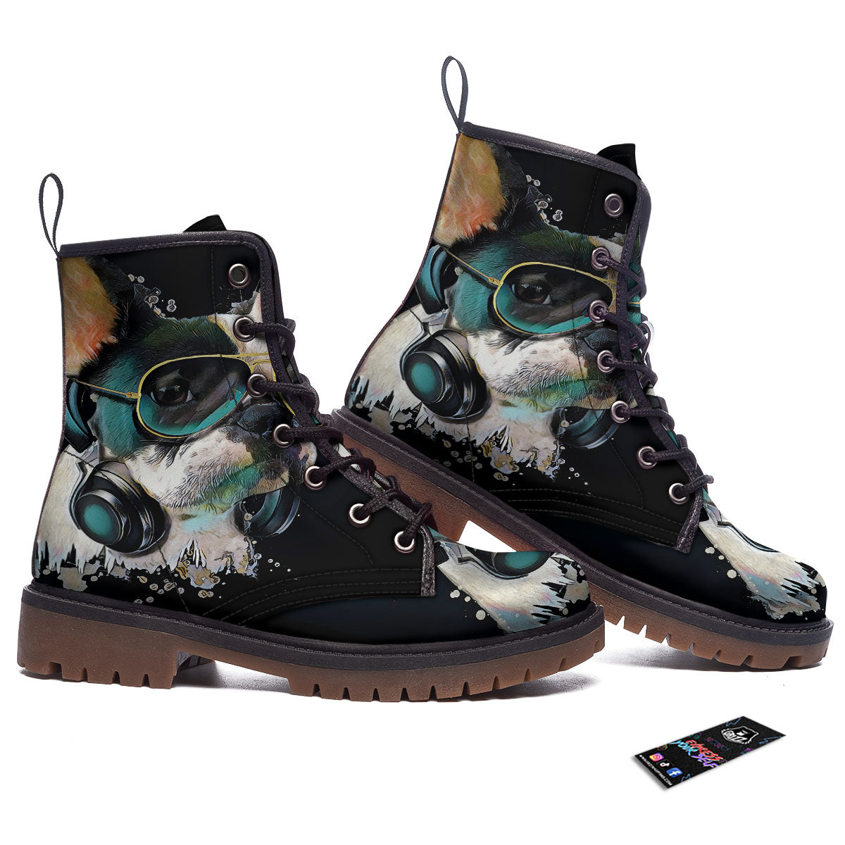 French Bulldog Puppy Watercolor Print Work Boots-grizzshop