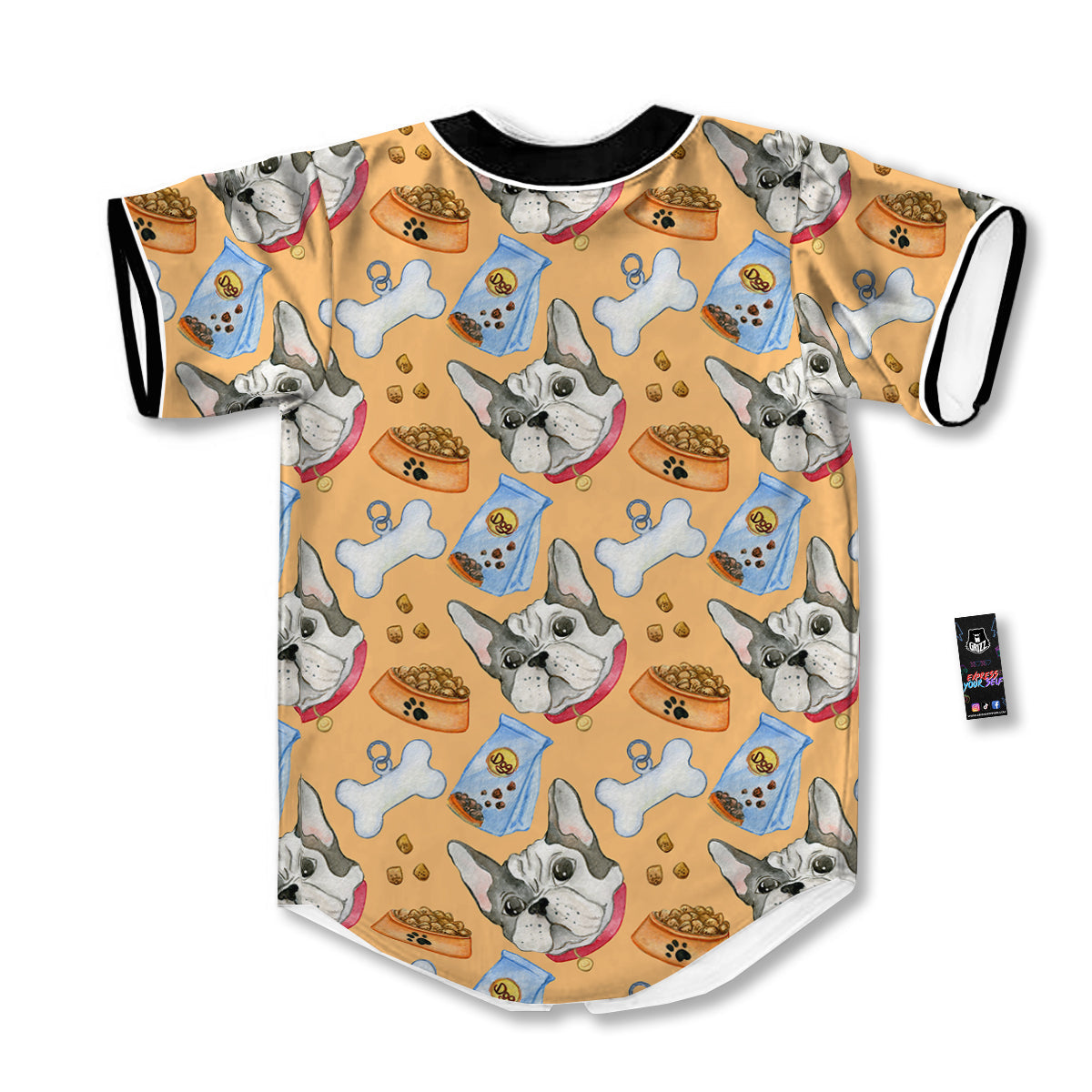 French Bulldog Watercolor Print Pattern Baseball Jersey-grizzshop