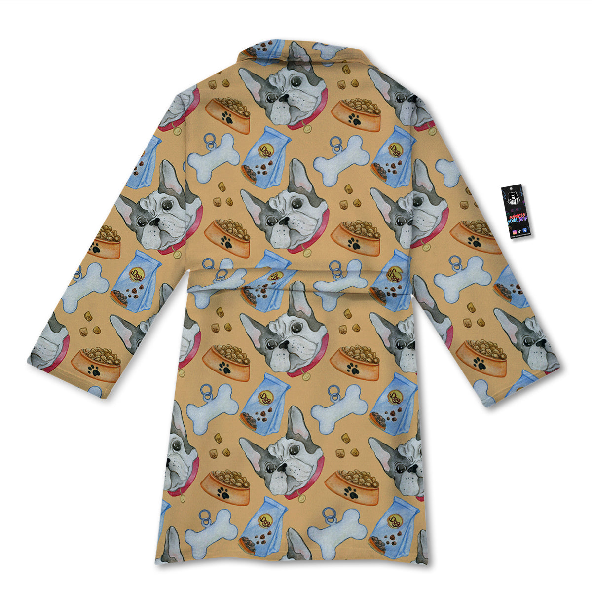 French Bulldog Watercolor Print Pattern Bathrobe-grizzshop