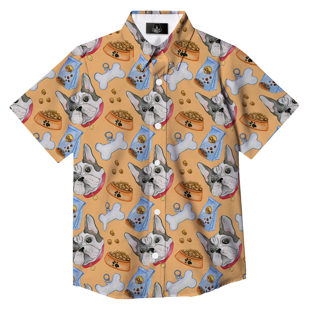 French Bulldog Watercolor Print Pattern Button Up Shirt-grizzshop