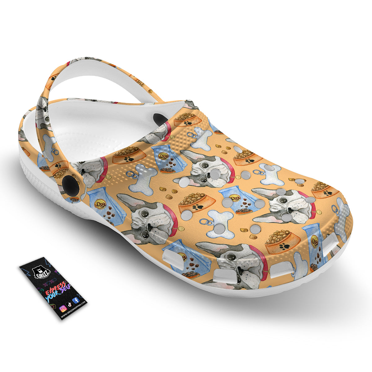 French Bulldog Watercolor Print Pattern Clog-grizzshop