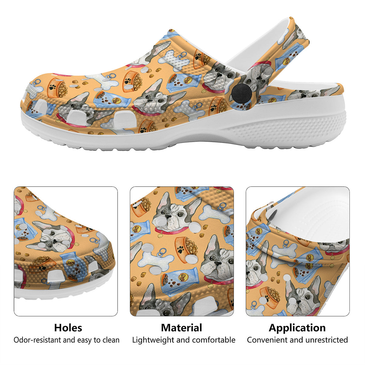 French Bulldog Watercolor Print Pattern Clog-grizzshop