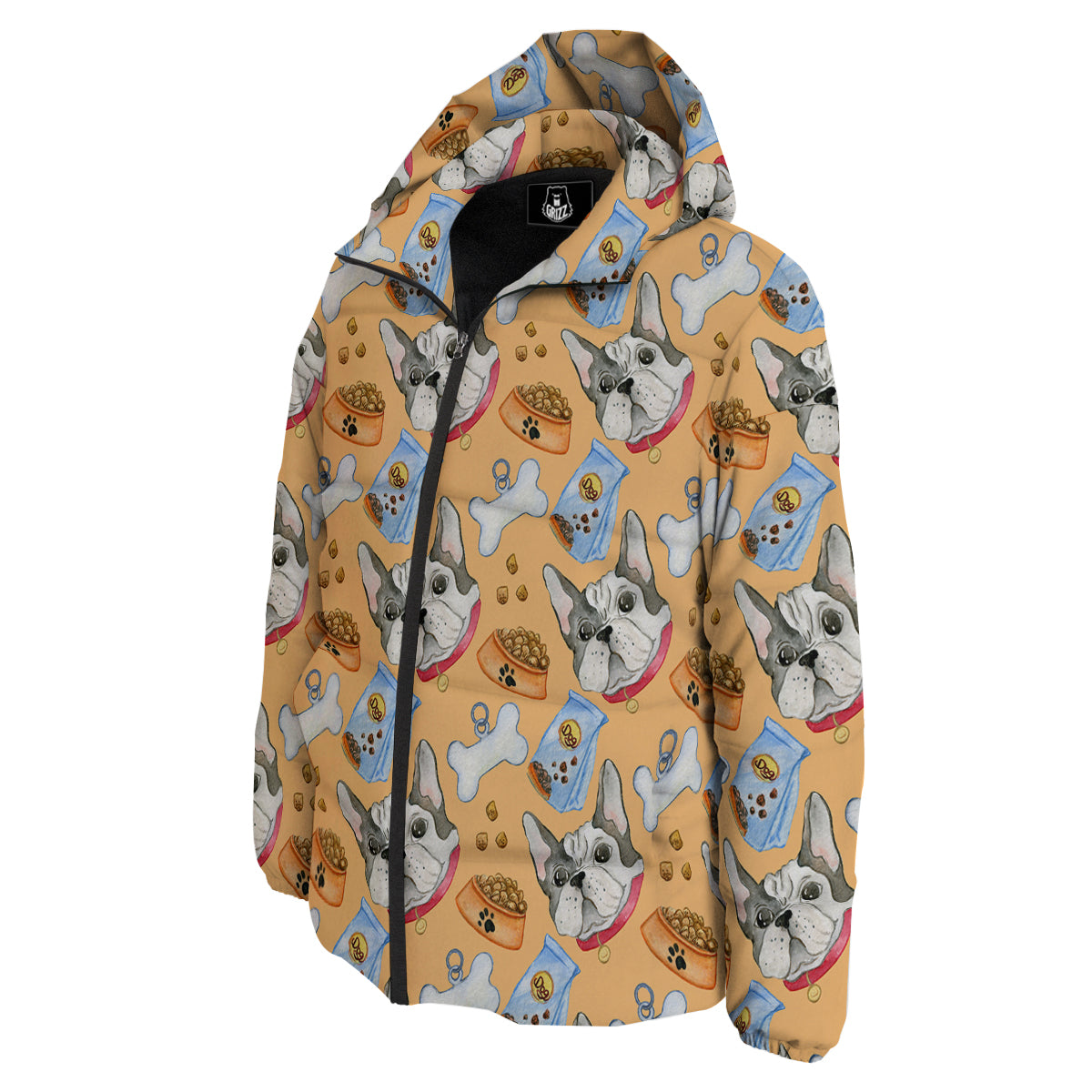 French Bulldog Watercolor Print Pattern Down Jacket-grizzshop