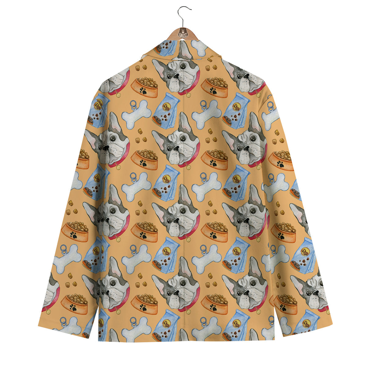 French Bulldog Watercolor Print Pattern Men's Blazer-grizzshop