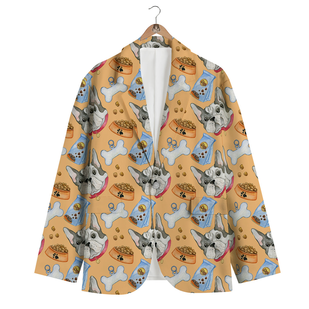 French Bulldog Watercolor Print Pattern Men's Blazer-grizzshop
