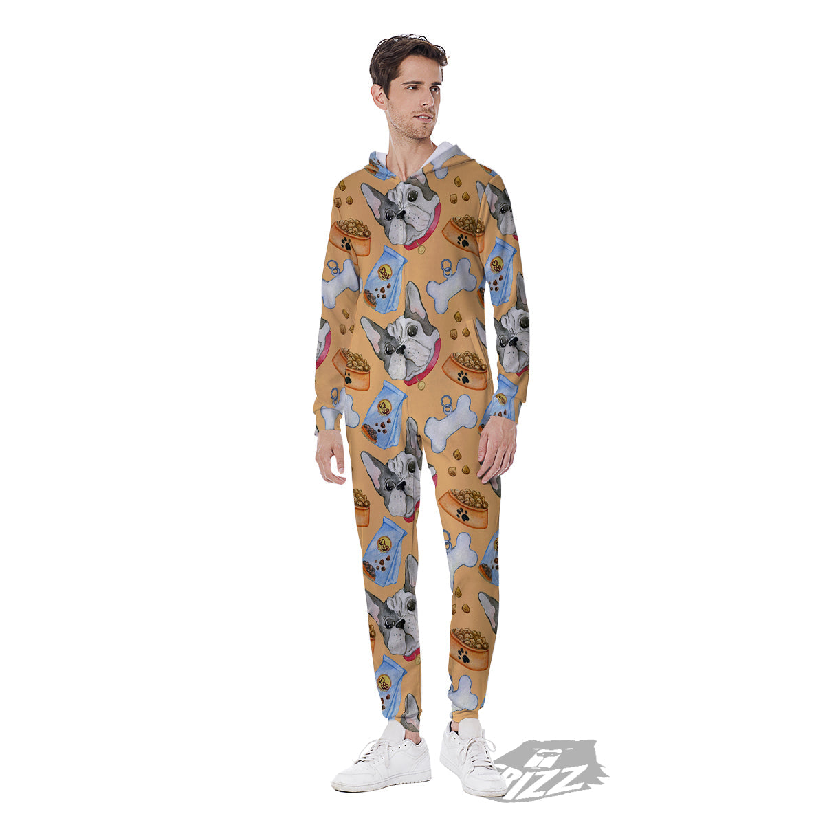 French Bulldog Watercolor Print Pattern Men's Jumpsuit-grizzshop