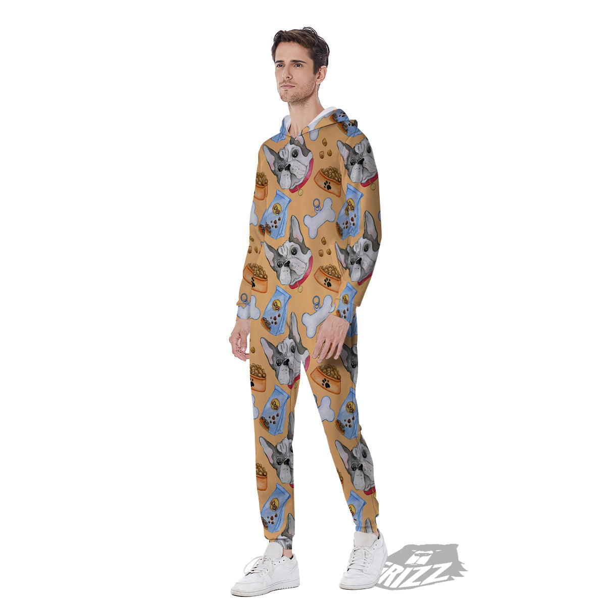 French Bulldog Watercolor Print Pattern Men's Jumpsuit-grizzshop