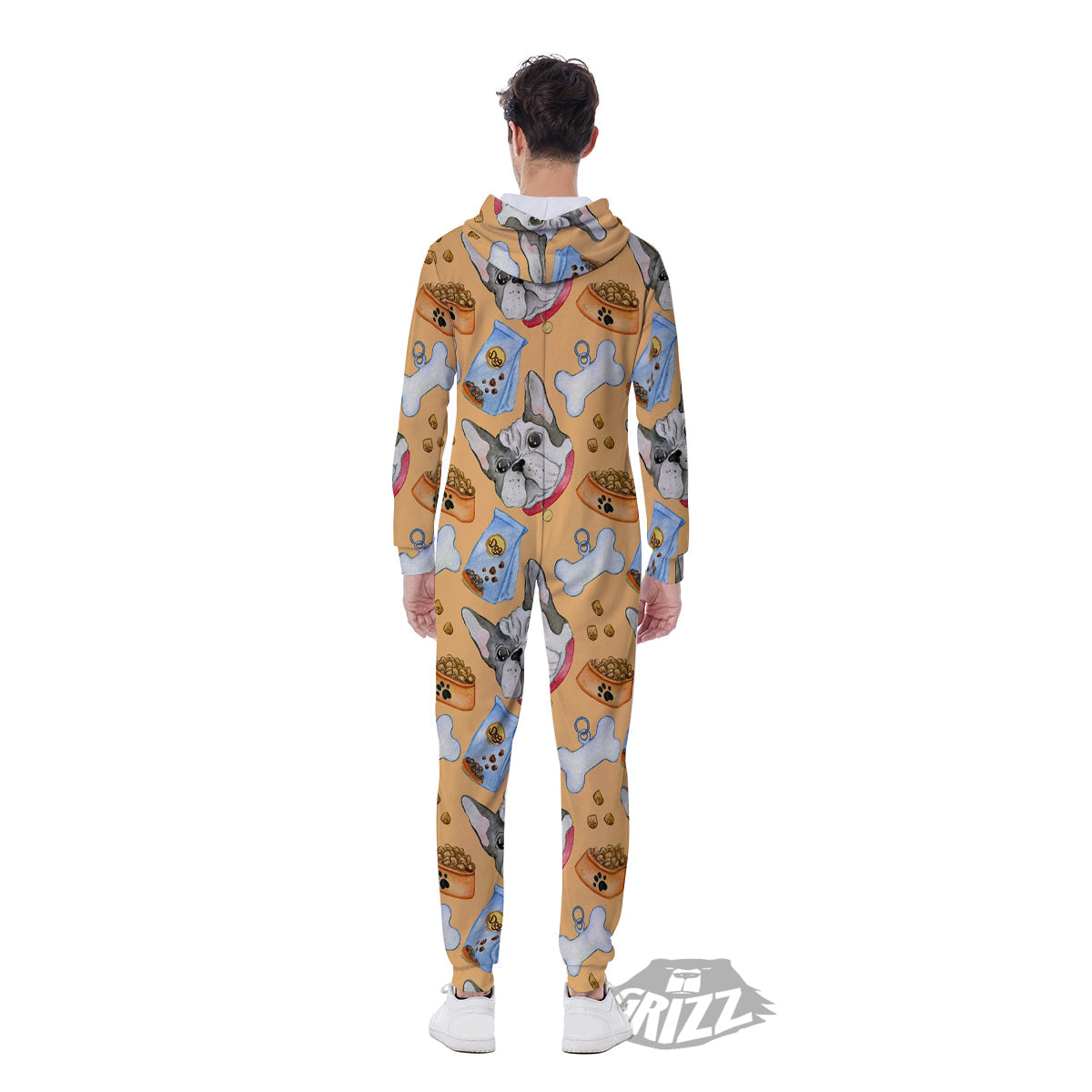 French Bulldog Watercolor Print Pattern Men's Jumpsuit-grizzshop