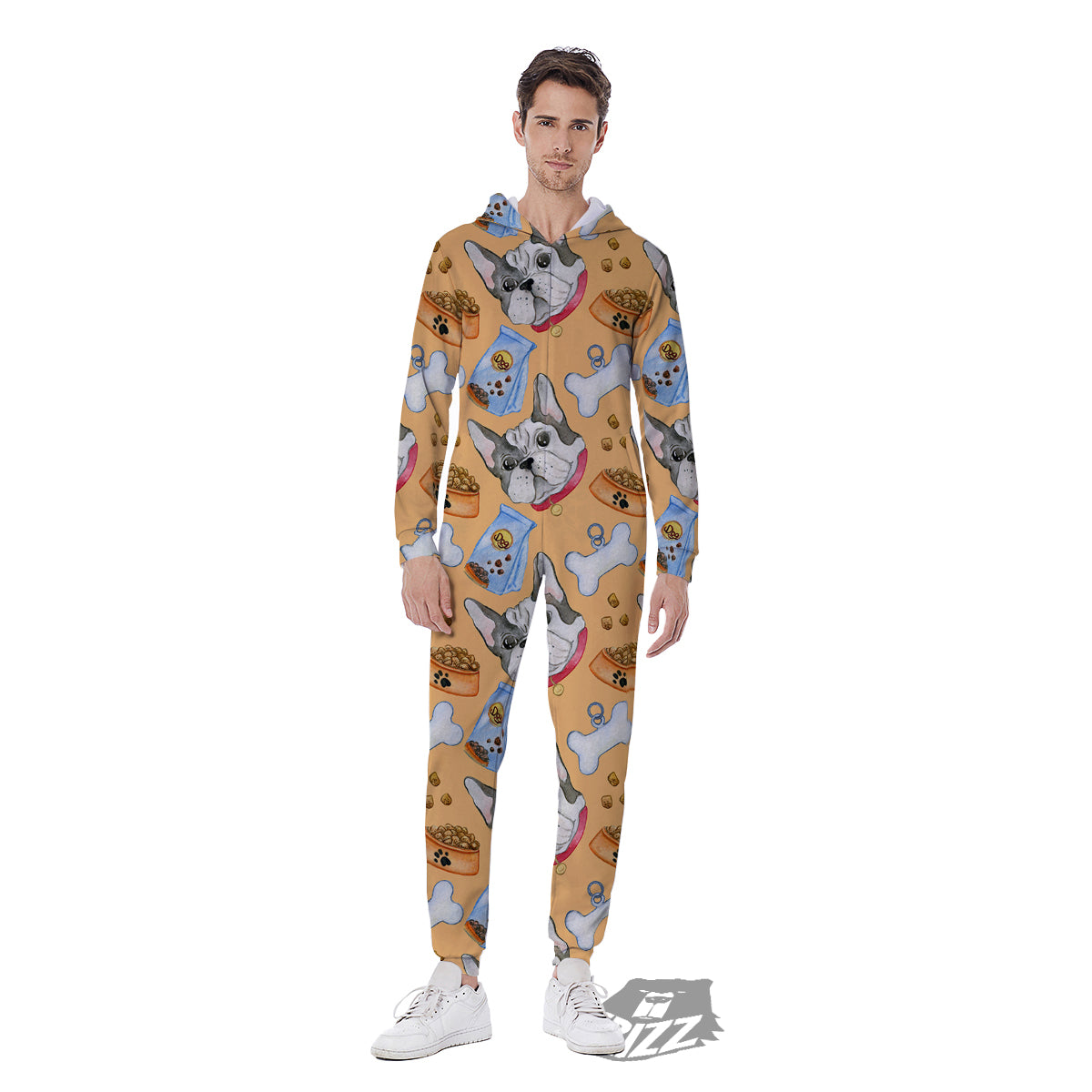 French Bulldog Watercolor Print Pattern Men's Jumpsuit-grizzshop