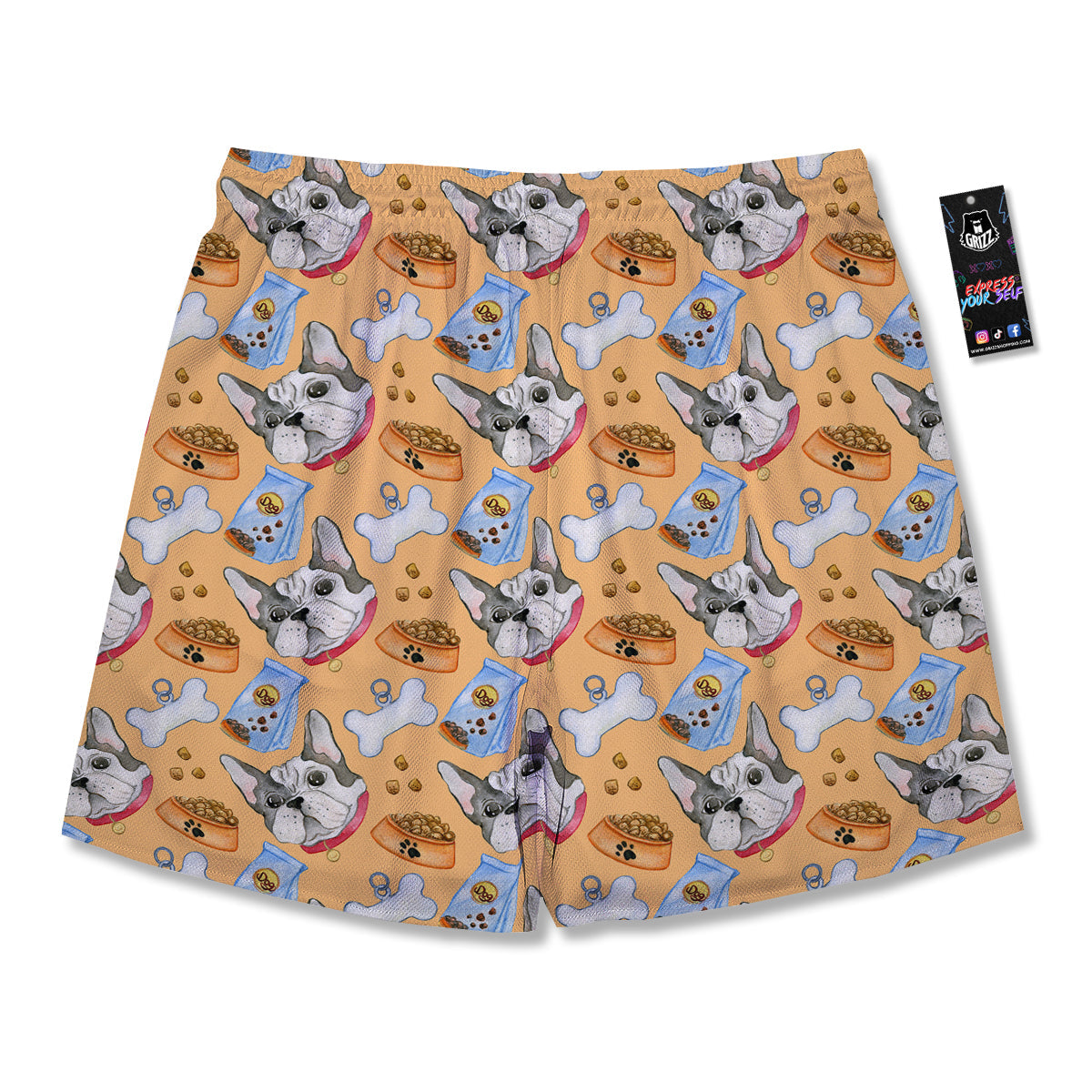 French Bulldog Watercolor Print Pattern Men's Running Shorts-grizzshop
