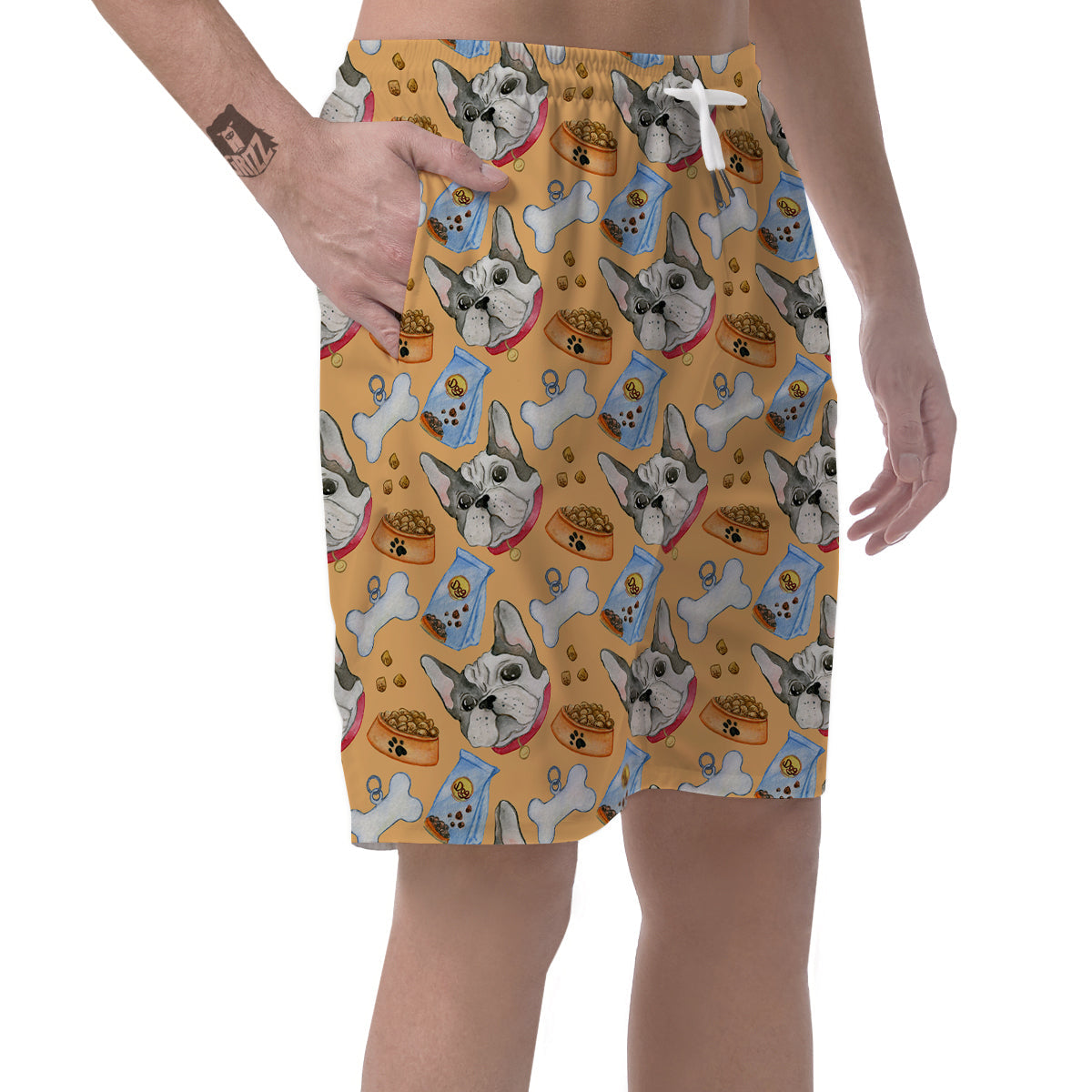 French Bulldog Watercolor Print Pattern Men's Shorts-grizzshop