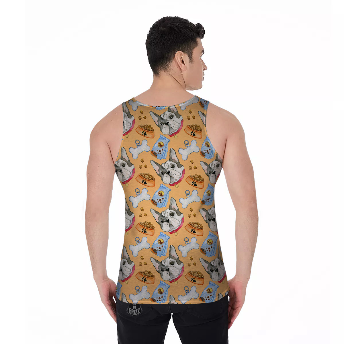 French Bulldog Watercolor Print Pattern Men's Tank Top-grizzshop