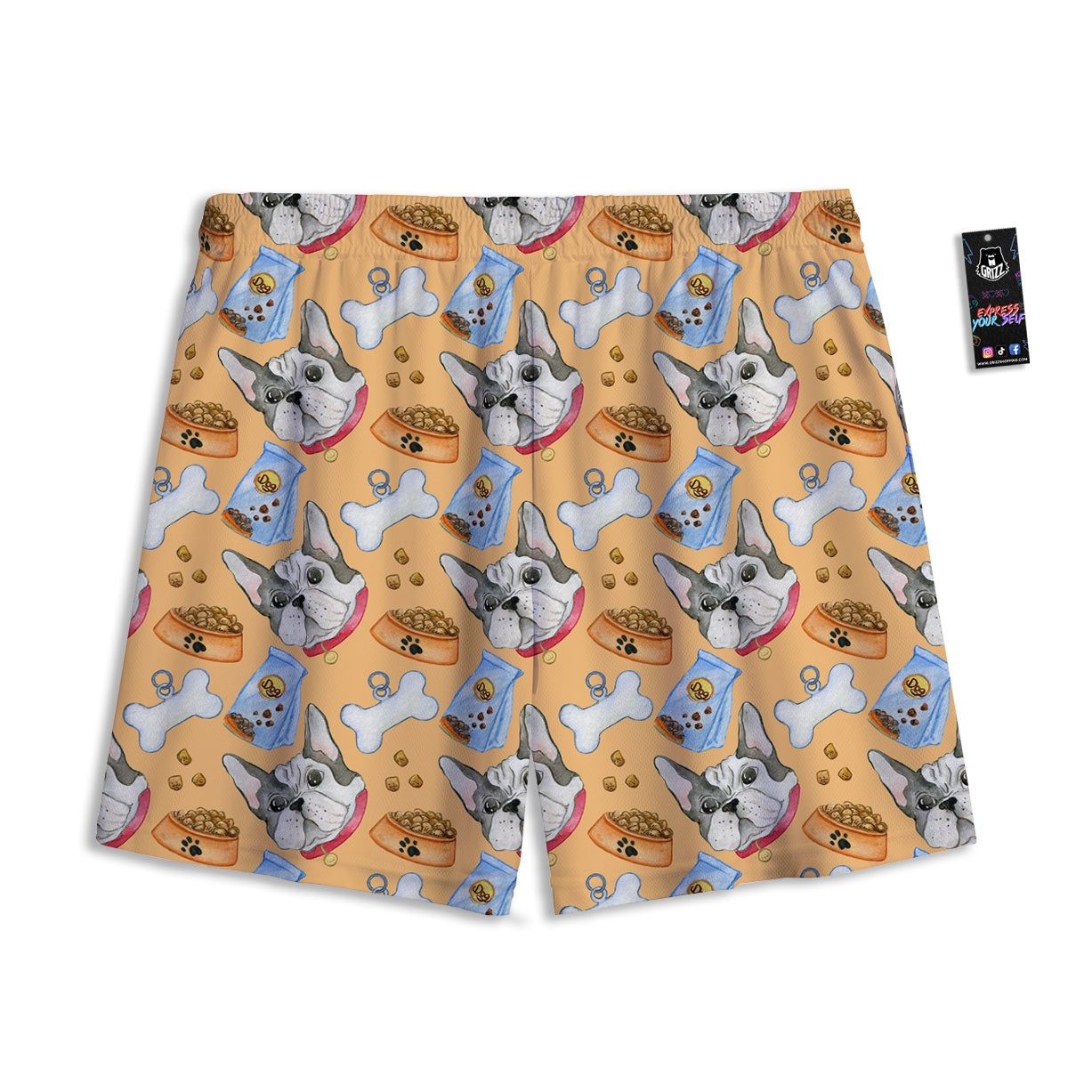 French Bulldog Watercolor Print Pattern Mesh Shorts