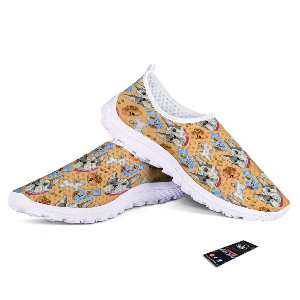 French Bulldog Watercolor Print Pattern Nurse Shoes-grizzshop