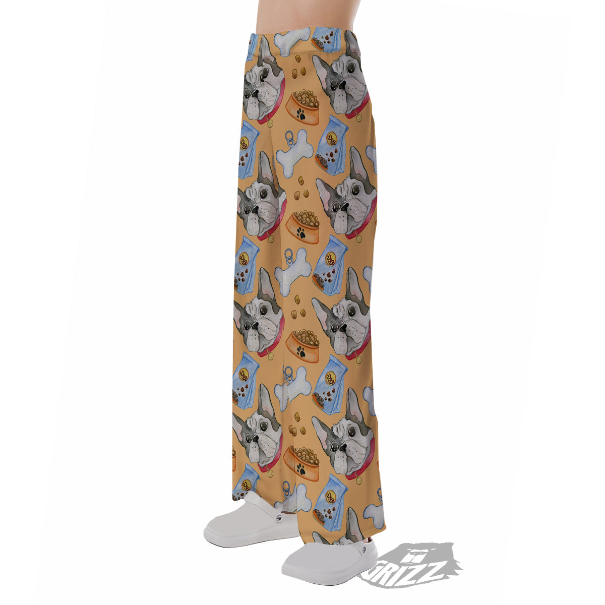 French Bulldog Watercolor Print Pattern Pajama Pants-grizzshop