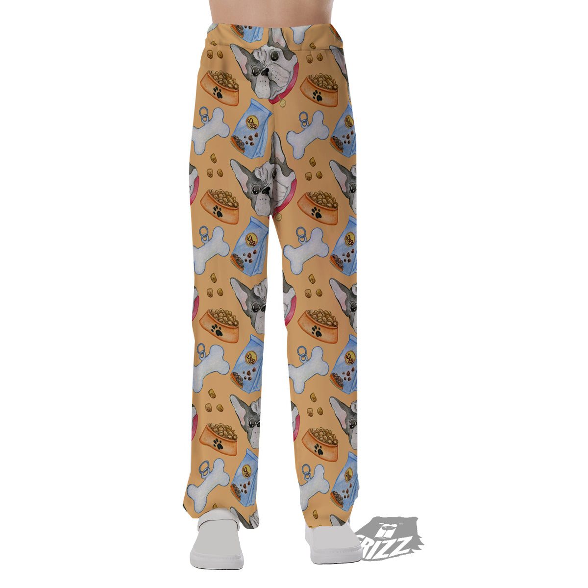 French Bulldog Watercolor Print Pattern Pajama Pants-grizzshop